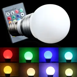 Горячая энергосбережения красочные E27 LED RGB 3 Вт 16 Цвета Изменение лампа лампочка + 24 ключевых ИК-пульт дистанционного контроллер для магазин