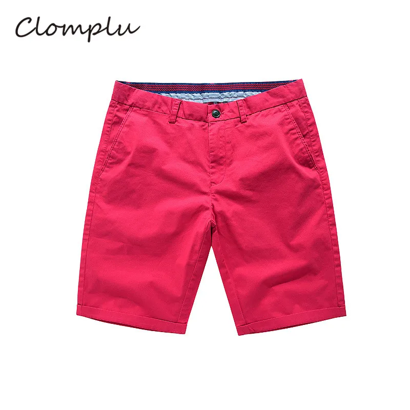 Clomplu летние шорты мужские однотонные хлопковые с карманами Slim Fit по колено шорты Мужская мода повседневная одежда Большие размеры