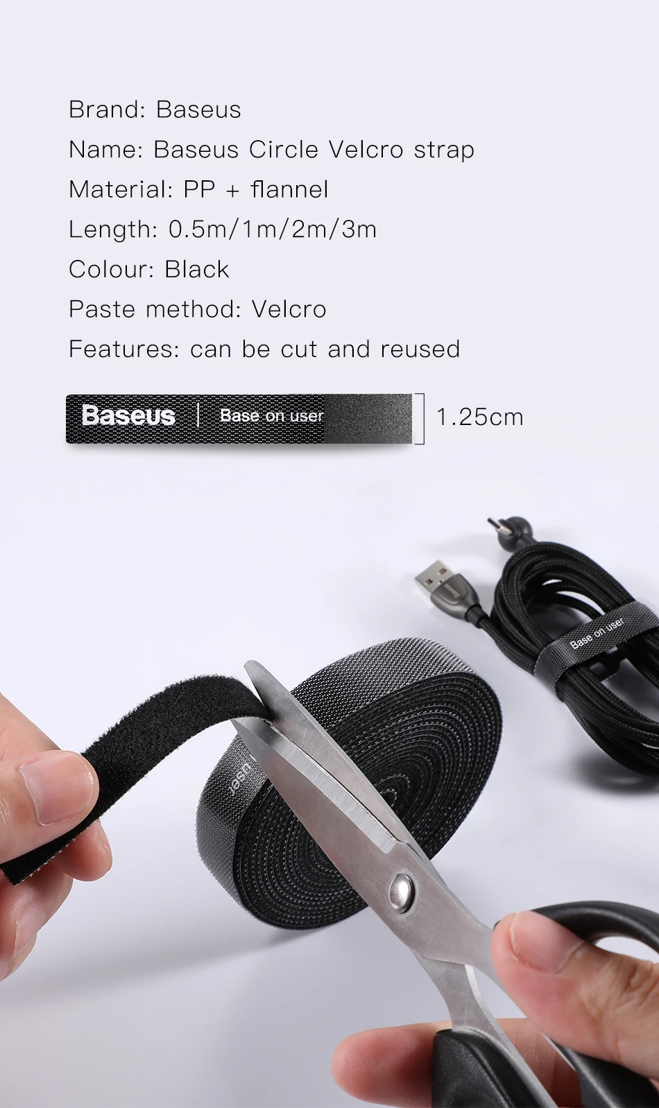 Baseus Кабельный органайзер нейлоновый USB шнур провод зажим для намотки HDMI кабель держатель для iPhone iPad samsung кабель управление мышь шнур