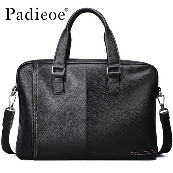 

Padieoe Business Men's Briefcase Genuine Cow Leather Luxury Briefcase Bag for Male Fashion Laptop Tote Bags for Men Casual