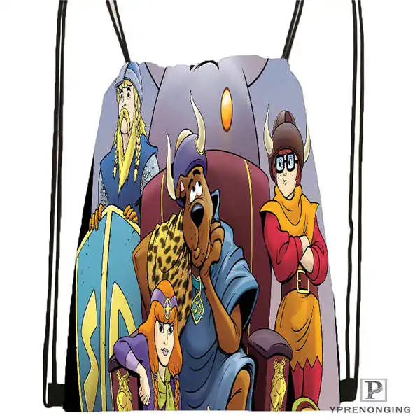 Drawstring Backpack Индивидуальная походная сумка на шнурке Scooby Doo Team Up, милый рюкзак для детей(черная спинка), 31x40 см#180531-04-51 - Цвет: Drawstring Backpack