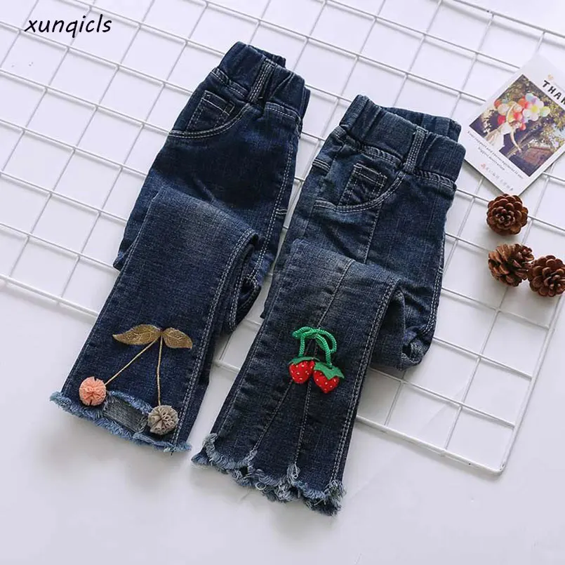 

1-9Year New Kids Girls Jeans Pants Baby Girls Denim Trousers Children Elastic Waist Jeans Autumn Spring girl clothes