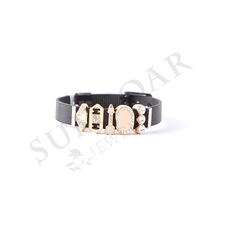 Somsoar Jewelry мать, как Нержавеющая сталь браслет сетки и браслет набор 5 шт. подвески и 2 шт. резиновая превентор подарки