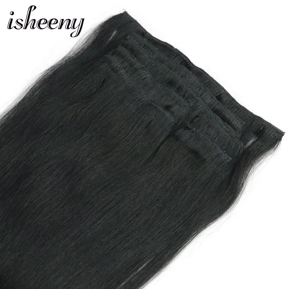 Tanie Isheeny kruczoczarny 7 sztuk zestaw Remy klip na całą głowę 12 \