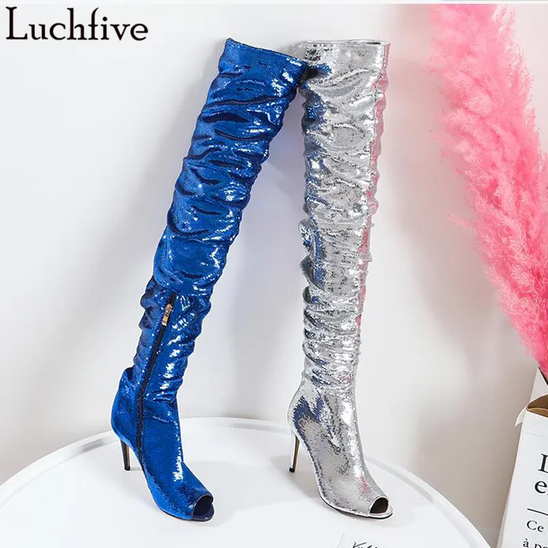 knee high boots shiny