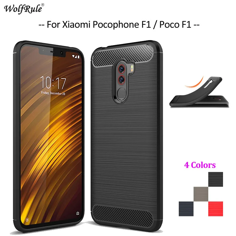 Чехол для телефона из углеродного волокна Xiaomi Pocophone F1 мягкий чехол ТПУ Для Poco