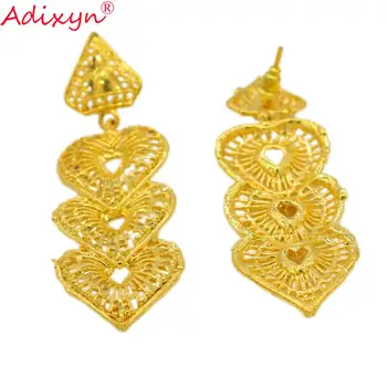

Adixyn New India Heart Earrings for Women/Girls Gold Color Trendy Earrings Jewelry Africa/Arab Gifts N07202