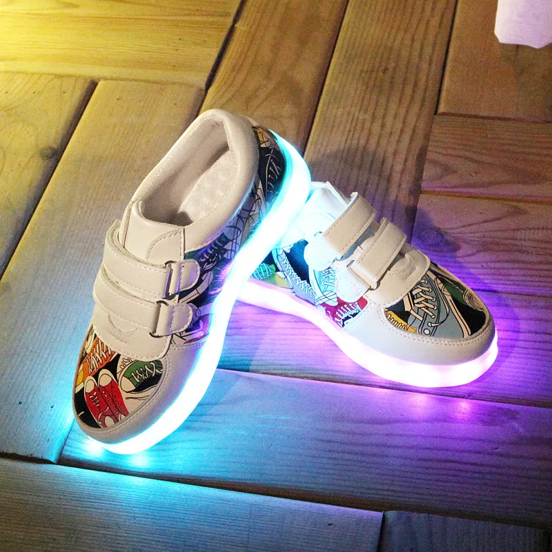 7ipupas новая детская светящаяся обувь с зарядкой от USB для мальчиков и девочек парусиновая светодиодная обувь 7 цветов уличные светящиеся кроссовки