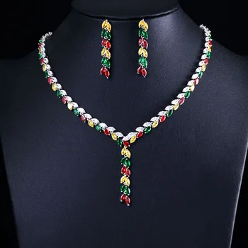 

ACCKING Brass Multi Bridal Cubic Zirconia Necklace Earrings Sets For Women Luxury Dubai African CZ Stone Wedding Jewelry Sets