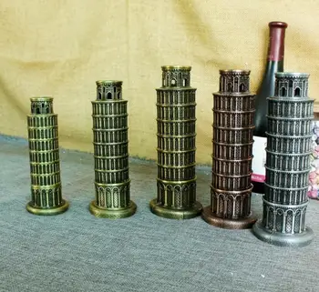 

vintage retro classic Leaning Tower of Pisa building hand-made craft metal model for home coffee bar ornaments decoration