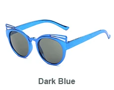 Лаура Фея Мода стиль детей стимпанк кошачий глаз солнцезащитные очки УФ Защита Дети Солнце Детские очки - Цвет линз: dark blue
