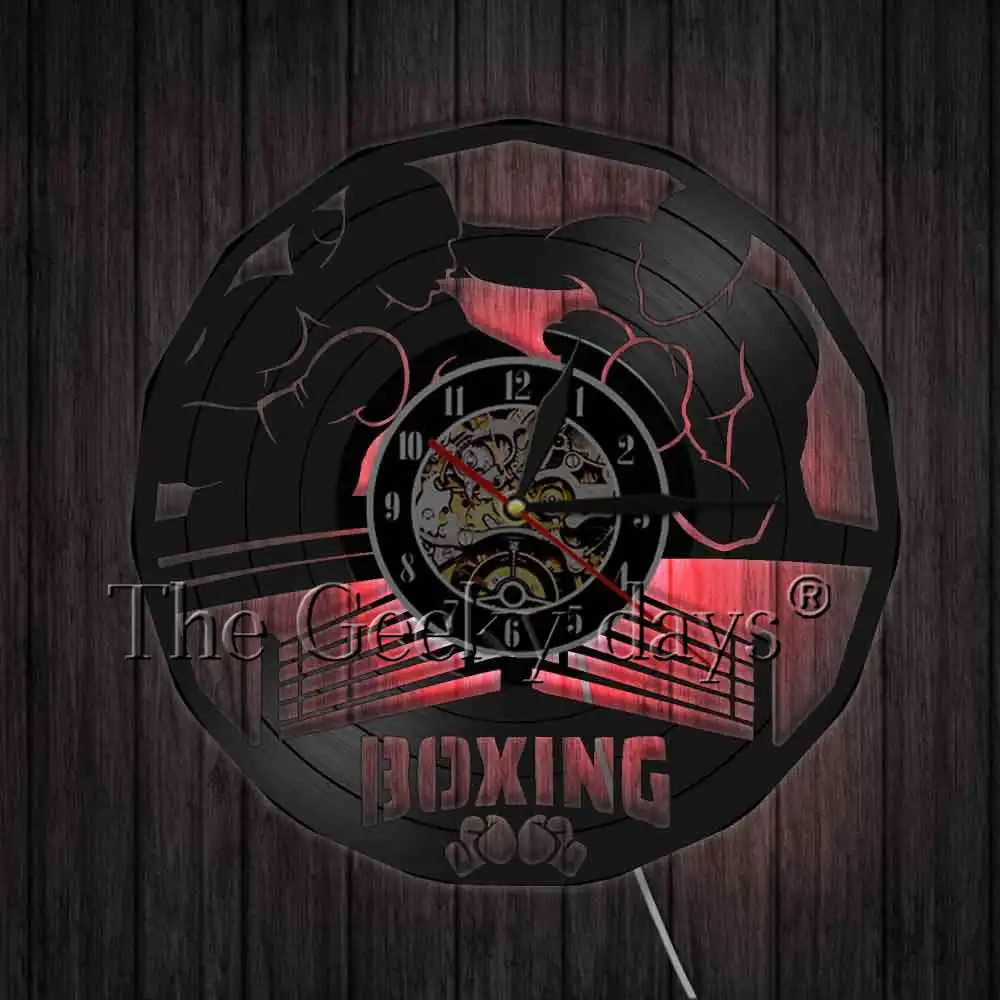 1 шт боксерские настенные часы Pugilism из винила Boxing Main Event 3D современный настенный