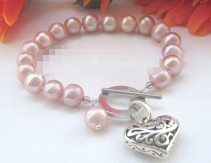 

0989 purple round freshwater pearl bracelet