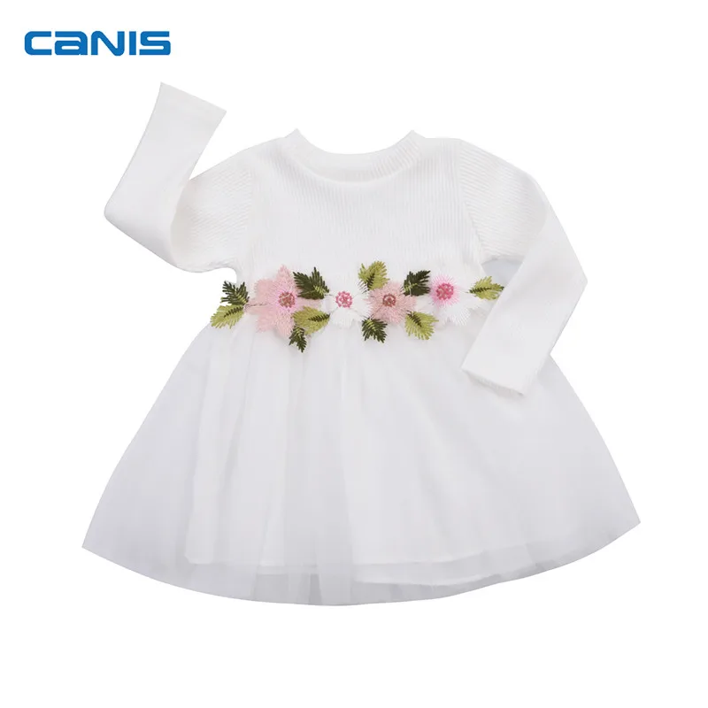 

Toddler Baby Girls Long Sleeve Flower Dress Princess Party Prom Tulle Dresses