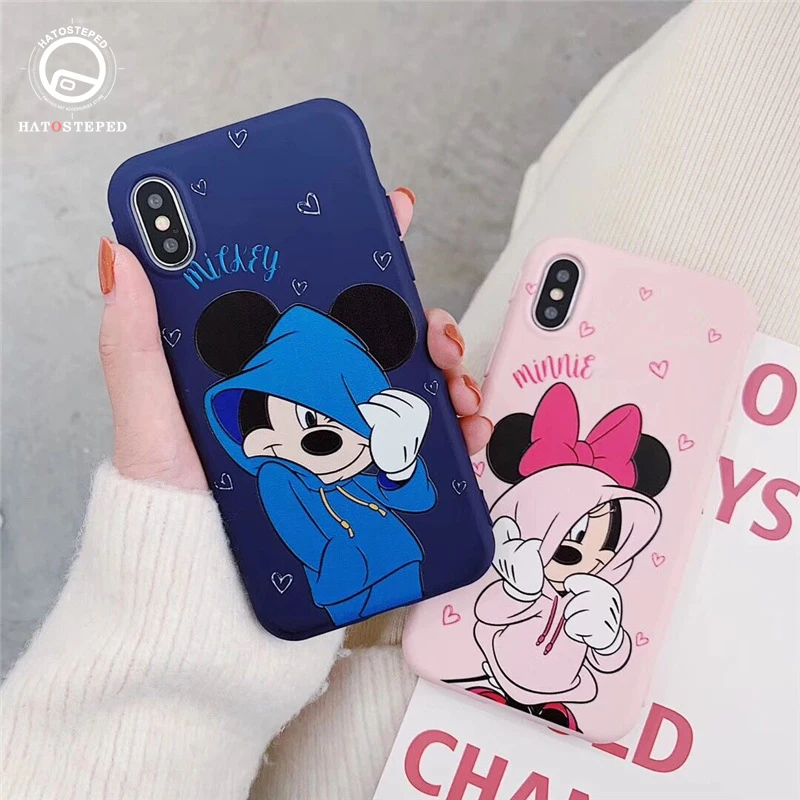 

Mickey Pattern Phone Case for iPhone 6 6 6s 7 7plus 8 8plus Matte Back Coque For iPhone X XS Cartoon Mouse Phone Cases Capa