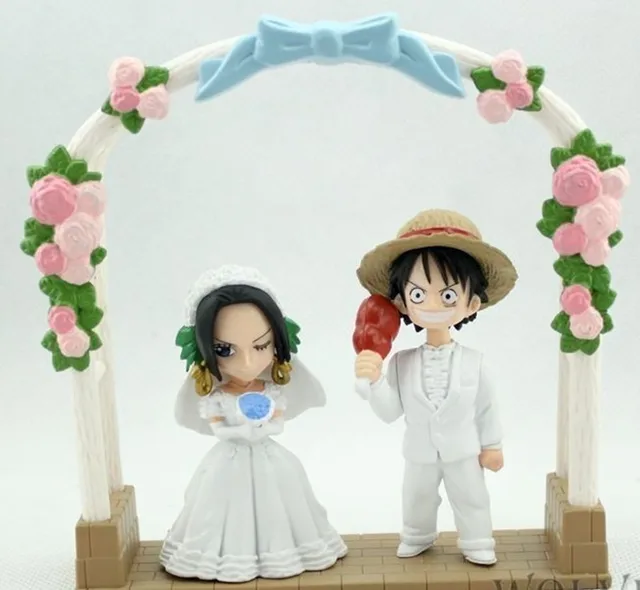 Free Shipping Anime One Piece Luffy Vs Boa Hancock Wedding Pvc Figure 