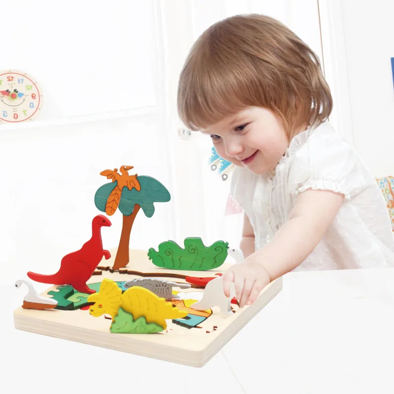 Образования Kid Игрушка DIY многослойная 3D Деревянный динозавров Дельфин Polar Bear
