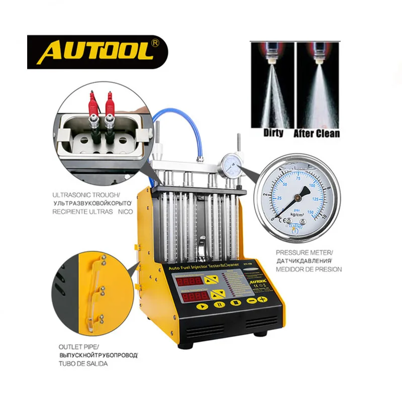 

Hot Sale AUTOOL CT150 4 Cylinder Ultrasonic FUEL Injector Cleaner Tester English Panel Upgrade Version For CT200