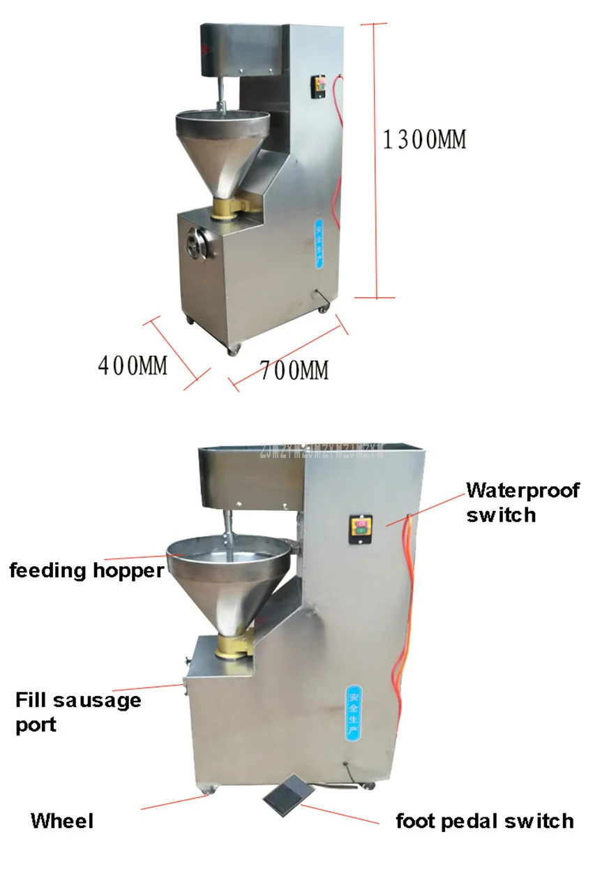 Коммерческих автоматический колбасный вкладыш наполнитель машины Нержавеющая сталь Вертикальный Электрический колбаса писака машина 200 кг/ч 220 В/110 В