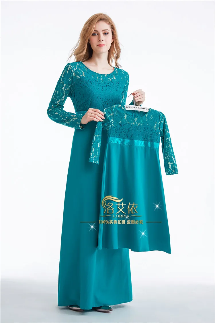 Kids Gown Lace Dress Muslim Ramadan 
