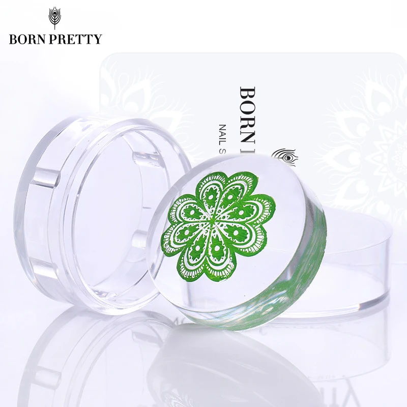 

4cm XL Clear Jelly Silicone Nail Stamper Short Handle with Cap Manicure Nail Art Stamper Set & Scraper