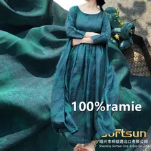 Jaspe 1 ярд натуральная рами ткань материал цифровой printi китайский стиль классическая ткань Халат платье tissu