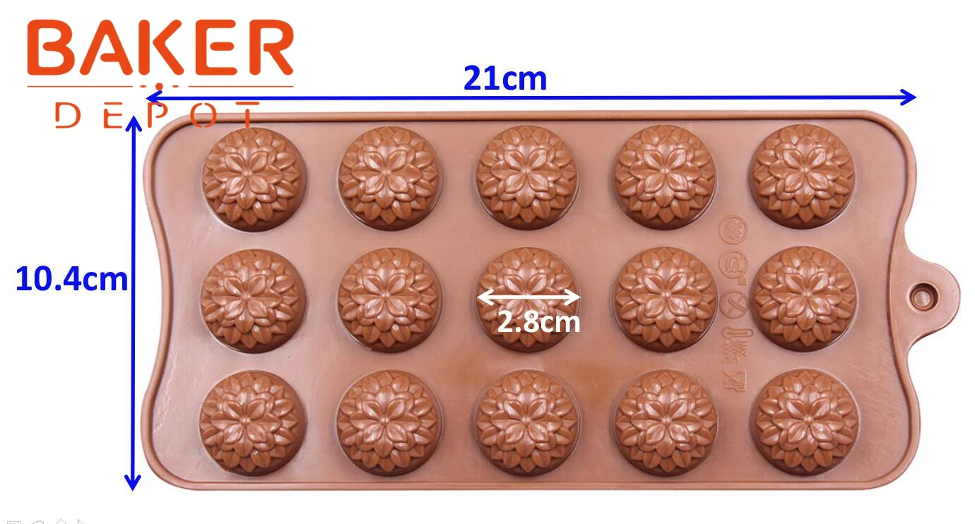 Цветок силиконовые формы для шоколада украшение конфет, тортов инструмент 15 отверстий торта печенье печенья Форма клейкий льда лоток DIY на день рождения