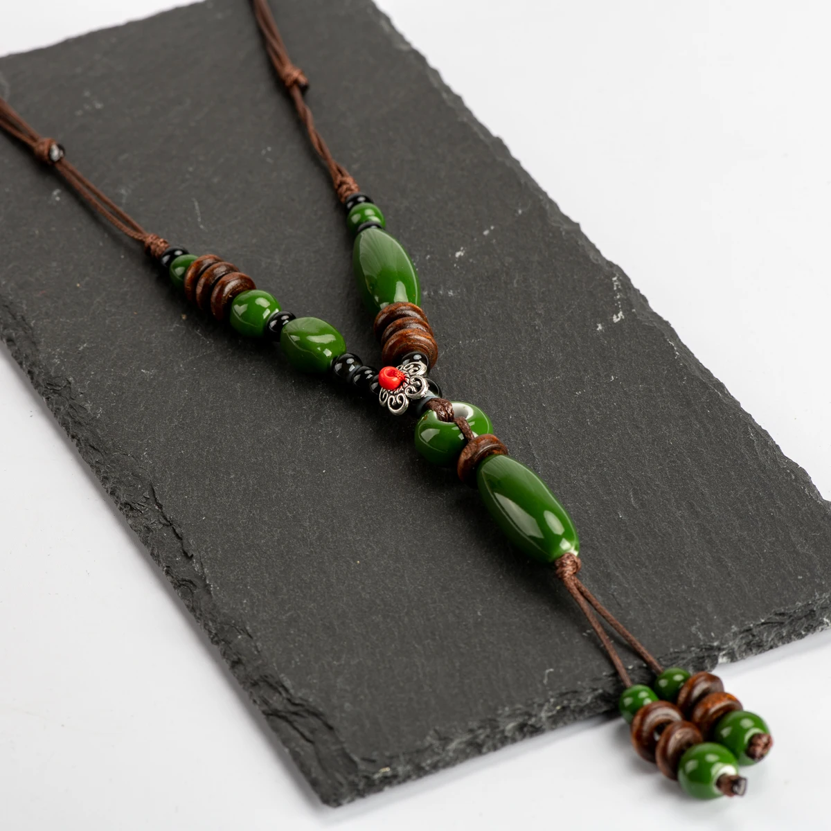 Heaert острое керамическое ожерелье с бусинами, китайский стиль, ожерелье с кисточками, винтажные керамические бусы, Женское Ожерелье s# IY268