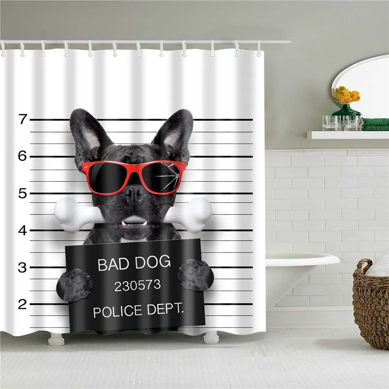 

3d Animal Waterproof Shower Curtains Polyester Bath Screen Curtain Mildewproof Bathroom Shower Curtain Screen cat, dog, birds