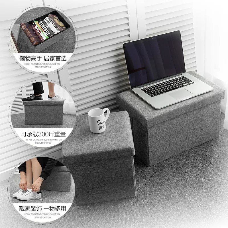 

Storage box organizer new style fashion fabrics multifunction collapsible Storage stool sofa Footstool storage organizer box
