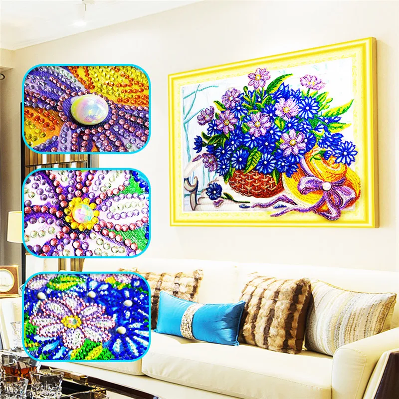 

New Diamond Embroidery Flower Basket Special Shaped Diamond Painting Needlework Rhinestone 5D Drill DIY Painting