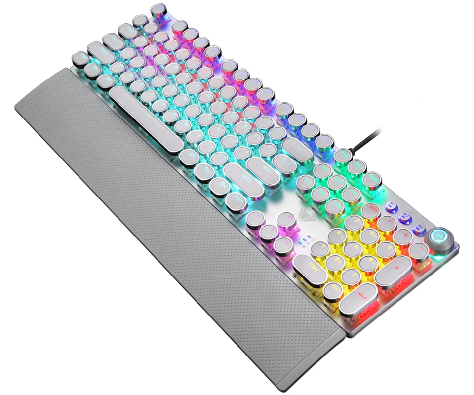 Игровая механическая клавиатура с RGB подсветкой, плакированная клавиша с подсветкой, анти-ореолы, макро-клавиши для настольного ноутбука+ поддержка запястья