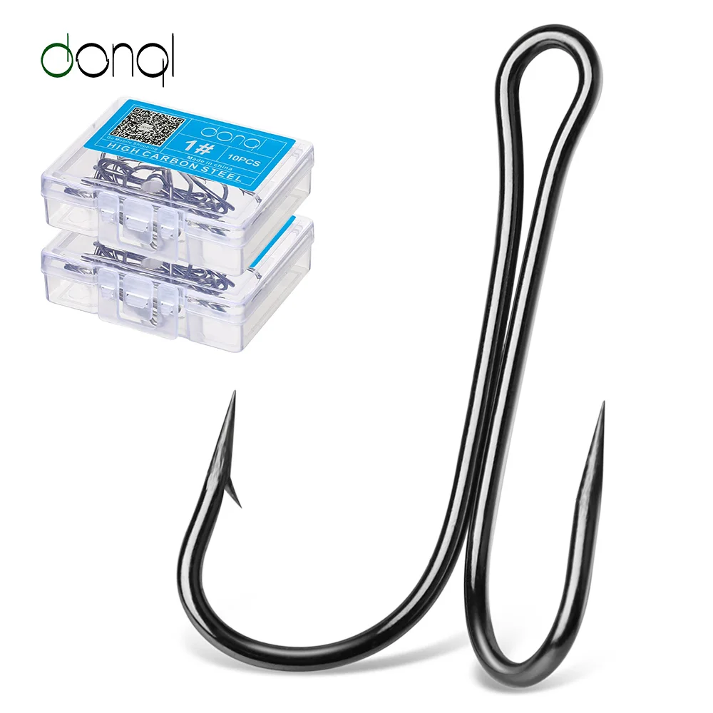 DONQL 10 قطعة/المجموعة مزدوجة الصيد السنانير الشائكة الكارب شص ل لينة دودة إغراء عالية الكربون الصلب يطير الصيد هوك الاكسسوارات