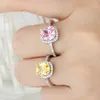 CC Rings For Women Bridal Wedding Cubic Zirconia Rectangle Pink/Yellow Stone Engagement Ring Bijoux Femme CC596 6