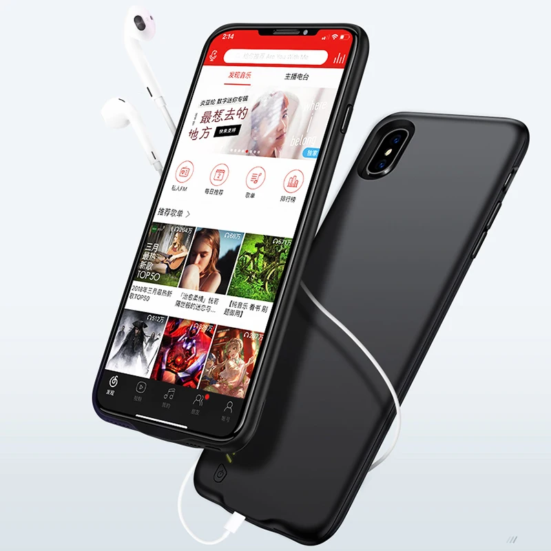 Тонкий ультратонкая батарея зарядное устройство чехол для iPhone x Внешний запасные аккумуляторы для телефонов зарядный чехол iPhoneX батарея
