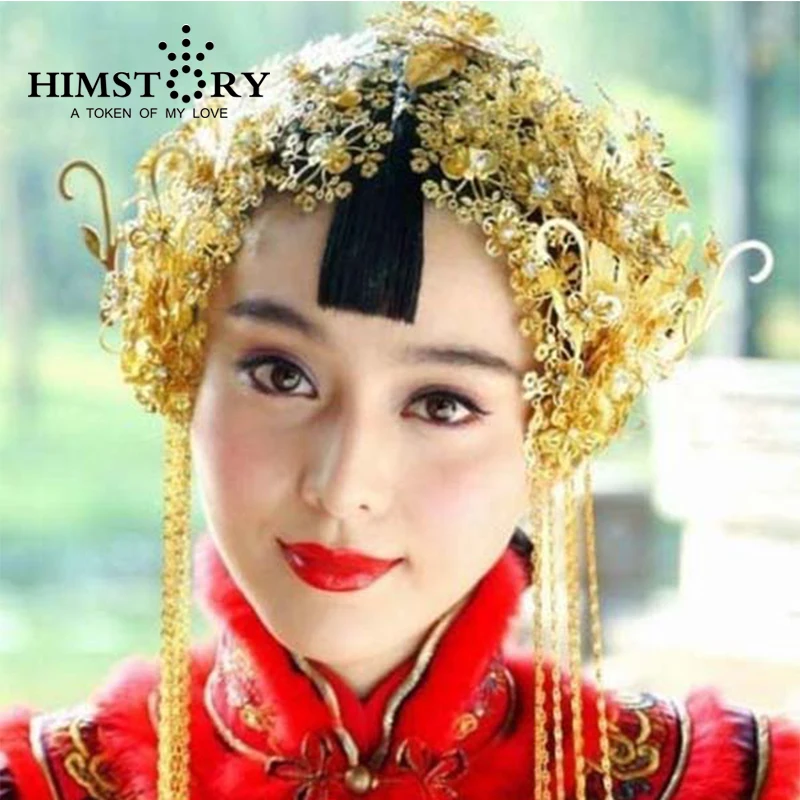 Handmade Tassel Bridal Crown Vintage Bridal font b hair b font accessories Gold Suit Chinese style