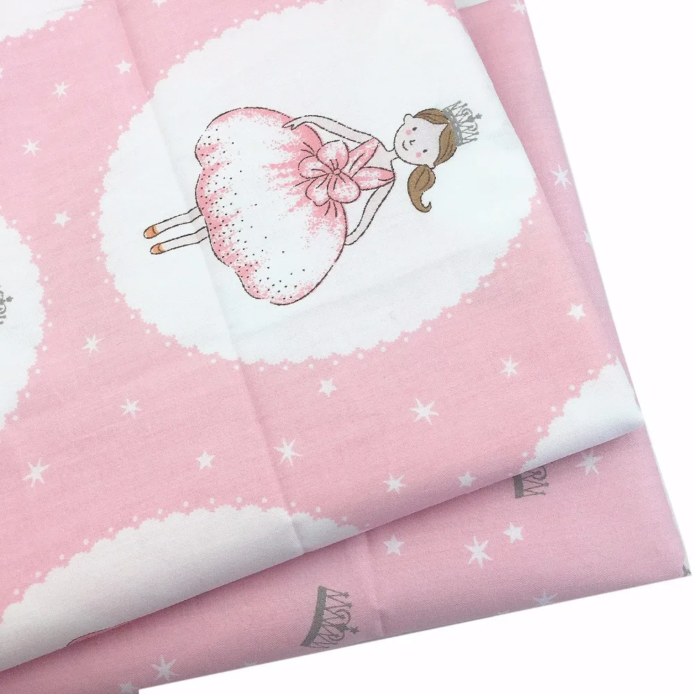 

Pink Princess Crown Twill Cotton Fabric DIY Sewing Craft Patchwork Quilting Tissue Tilda For Girls Home Textile Pillows Material
