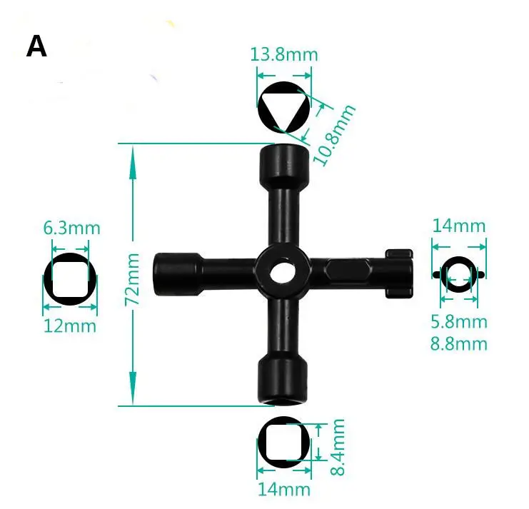 Многофункциональный Универсальный Крест ключ треугольник ключ для поезда Электрический шкафчик лифта клапан сплав треугольник квадрат