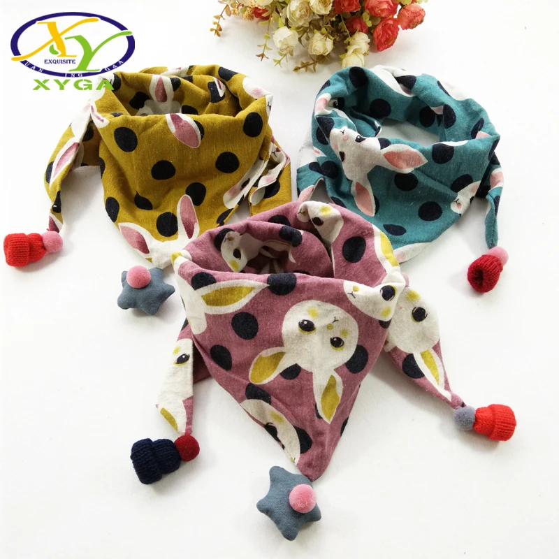 Children's Cotton Triangle Scarves Boys and Girls Cute Small Scarves