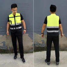 Высокая видимость безопасности жилет Светоотражающая куртка для водителя ночной безопасности жилет с карманами для работы носить