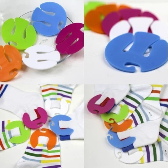 

50PCS/LOT Mixed color Sock Clip Circle Shape Colorful Sock Holder Sock Sorters Locks Clips Laundry Storage Drying Holder Clothes