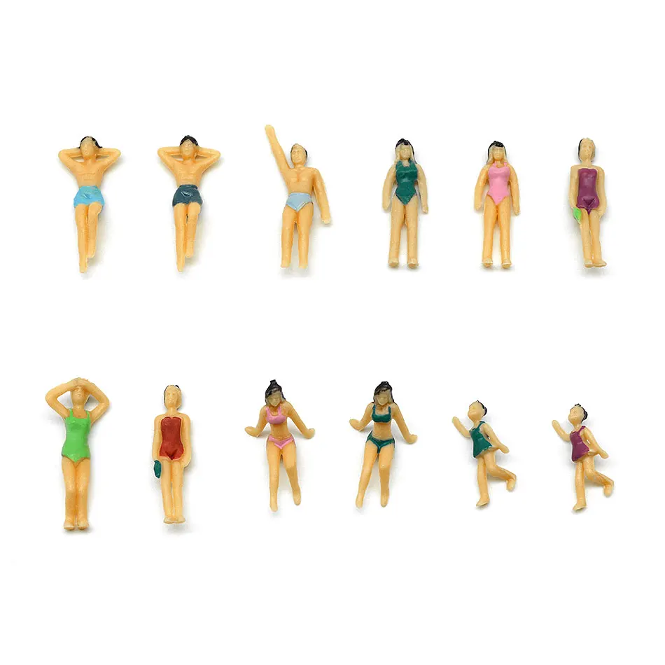 

200pc 1:50 HO scale swimming figure model color swim people for model train layout
