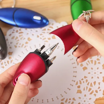 

1pcs Creative Multifunction Screwdriver Ballpoint Pen With LED Light Mini Protable Key Chain 1MM Bullet Tip Signing Pen