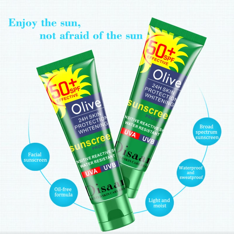 SPF 50+ Sunscreen Whitening Facial Body Sunscreen Sunblock Cream Oil-Control Moisturizing Olive Oil Skin Protective Cream TSLM1