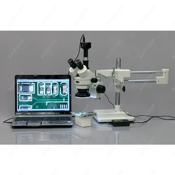 Тринокулярный стереомикроскоп AmScope поставки 7X 45X с переменной 144 светодиодный
