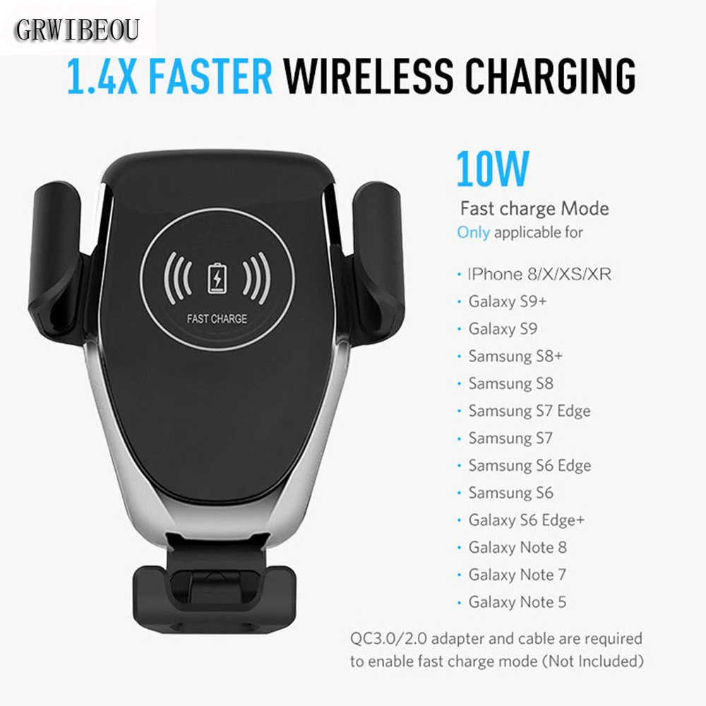 

Universal Car Phone Bracket Mount Holder Qi Wireless Automatic Clamping Fast Car Charger Mount Stand For Samsung Iphone