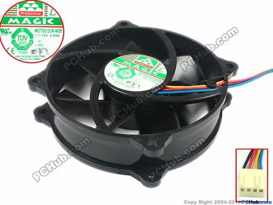 

Magic MGT9212UR-W25 DC 12V 0.54A 92x92x25 мм 4-проводной вентилятор охлаждения сервера