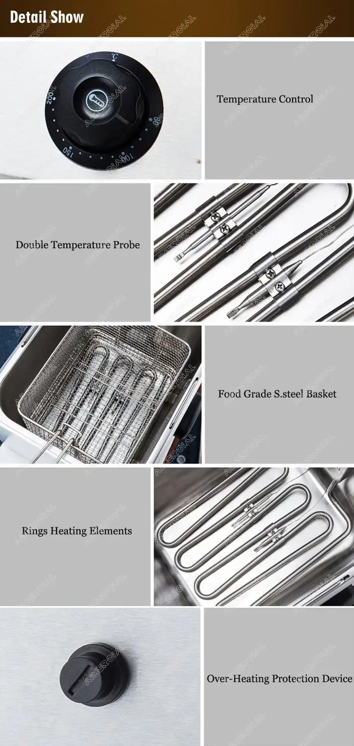 OT8L/OT8L-2 Electric Counter Top Deep Fryer Stainless Steel Oil Fryer Oven Chip Chicken Potato Fried Oven Machine for Kitchen