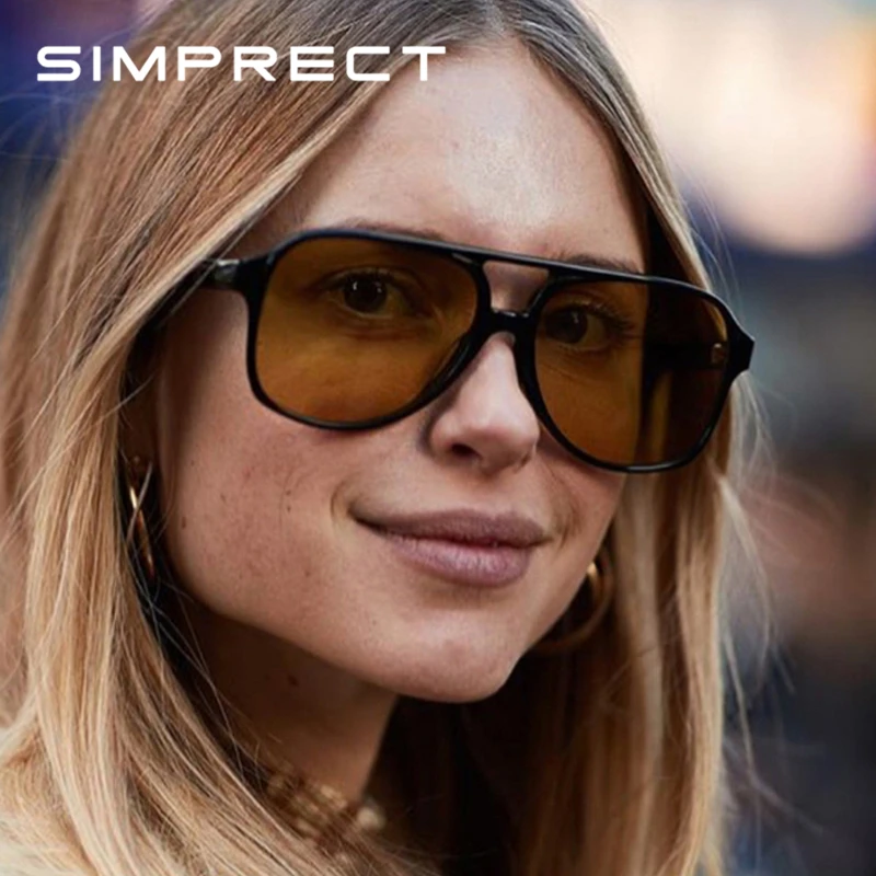 

SIMPRECT 2020 Retro Oversized Sunglasses Women Fashion Gradient UV400 Big Sun Glasses Vintage Brand Designer Lentes De Sol Mujer