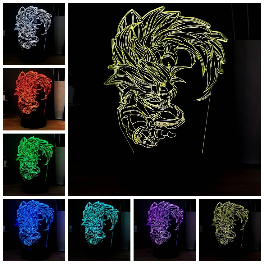3D мультяшная лампа Dragon Ball Cool Wukong RGB светодиодный светильник для 7 видов цветов